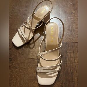 Unisa Beige Strappy Block Heel Sandals